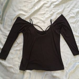 Off the shoulder strapped top.